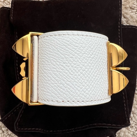 HERMES CDC Collier de Chien Bracelet White Gold-tone - Picture 3 of 7